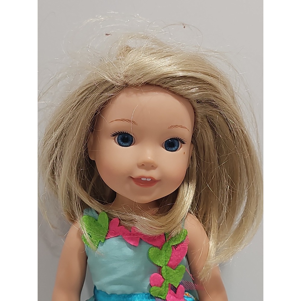 American Girl DOLL Dress & Shoes Blonde hair Blue Eyes "CAMILLE" Wellie Wishers - Picture 2 of 12